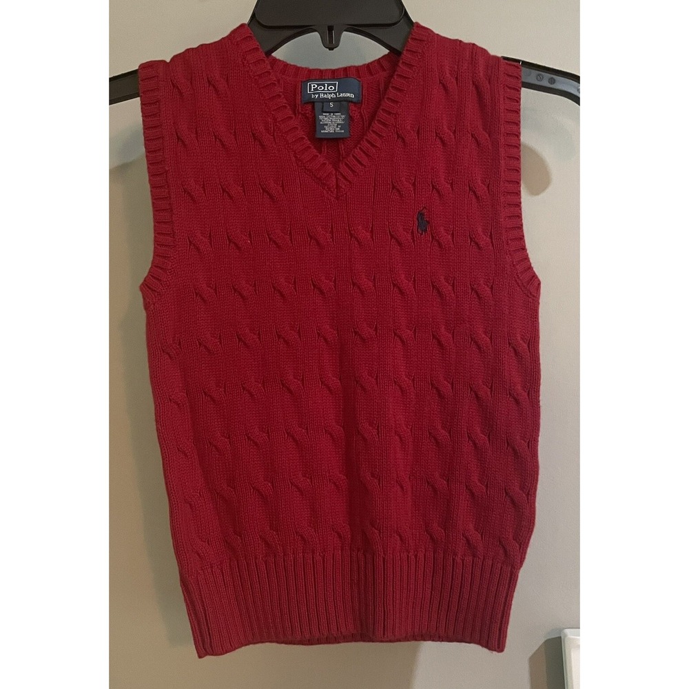 Polo Ralph Lauren‎ Sweater Vest Cable Knit Pullover Vintage Youth Boys Size 5